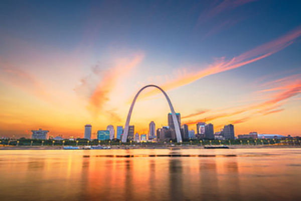 St. Louis, Missouri skyline at sunset